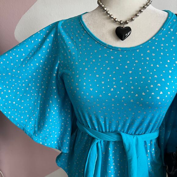 Epic Threads Heart Print Batwing Top Girls Sz Large Kawaii - Picture 2 of 6